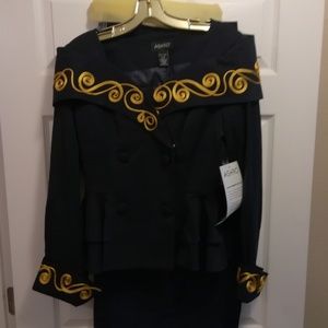 Beautiful Navy Suit with Gold Details Size 6 NWT